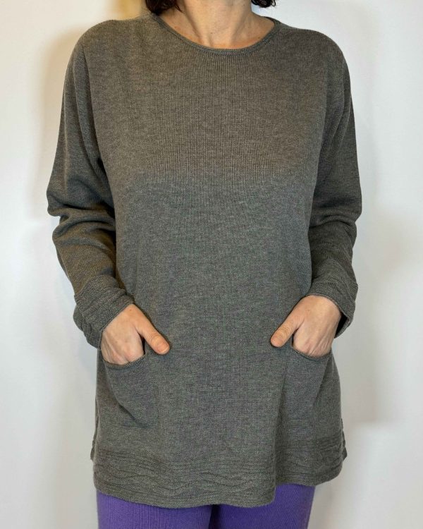 Maxi maglia curvy linea "morbide" mista lana con tasche ampia e comoda