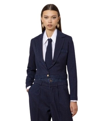 Camicia cotone, taglio crop, con cravatta