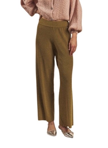 Pantalone elastico in vita, palazzo ampio, in maglia calda viscosa