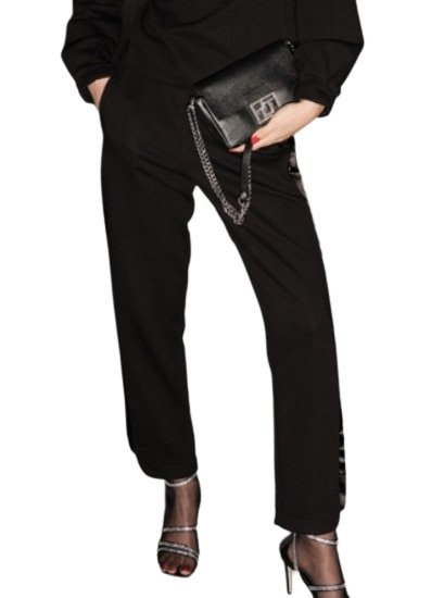 Pantalone con banda di raso cotone garzato
