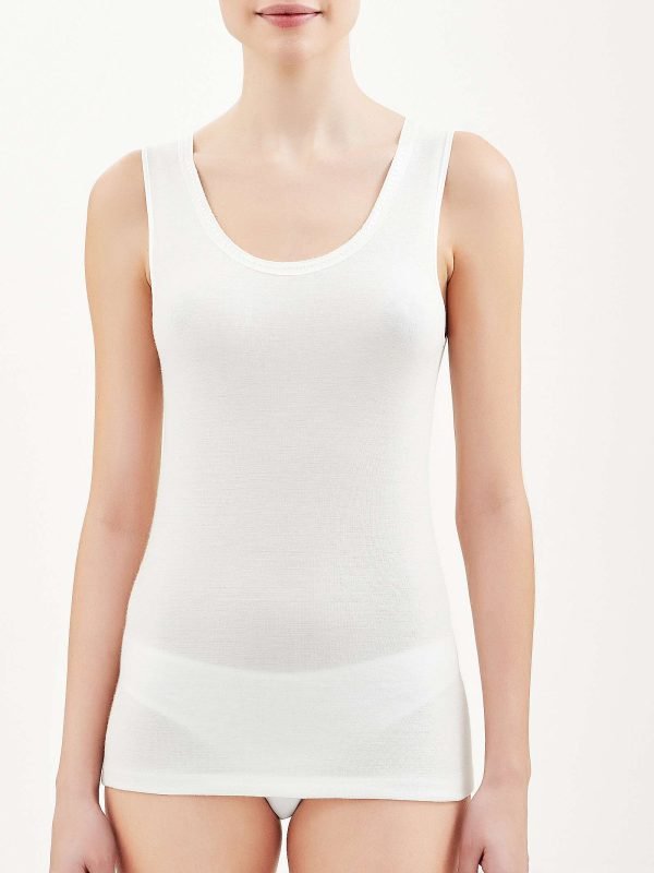 Canotta donna Ragno, merino e seta, spalla larga, scollo tondo