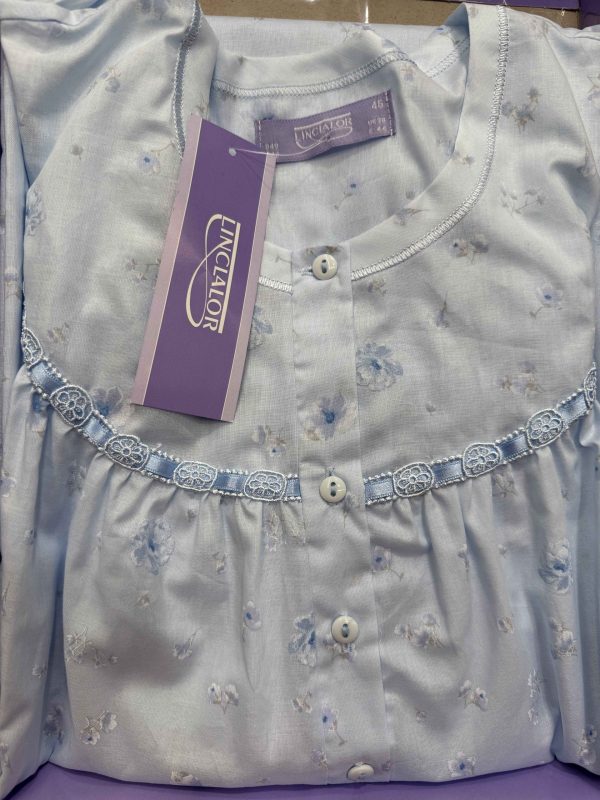 Camicia da notte in puro cotone manica lunga