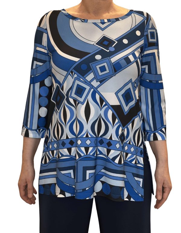 Blusa in mista viscosa con disegno geometrico