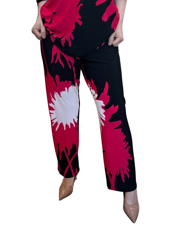 Pantalone a palazzo, fantasia con macchie di colore, in viscosa