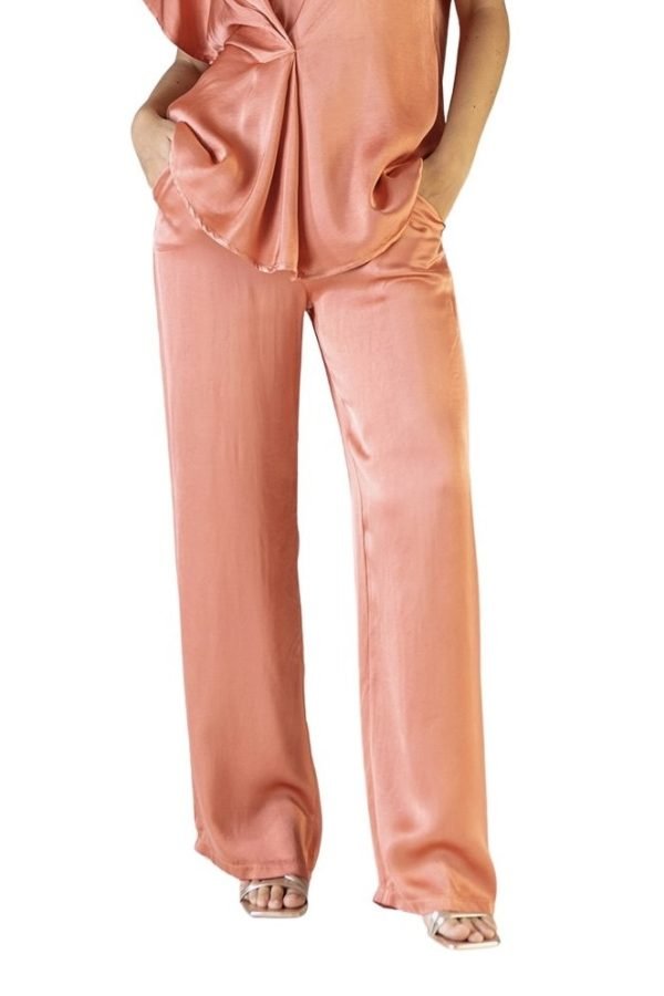 Pantalone in pura viscosa modello palazzo ampio