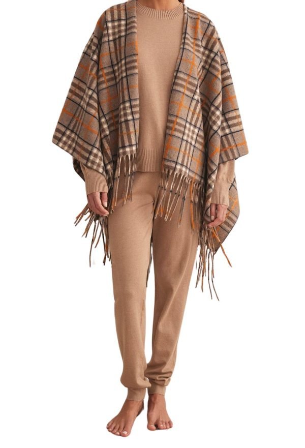 Poncho Tartan, con frange