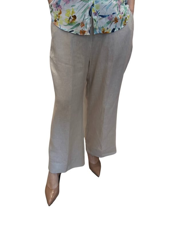 Pantalone palazzo corto in puro lino
