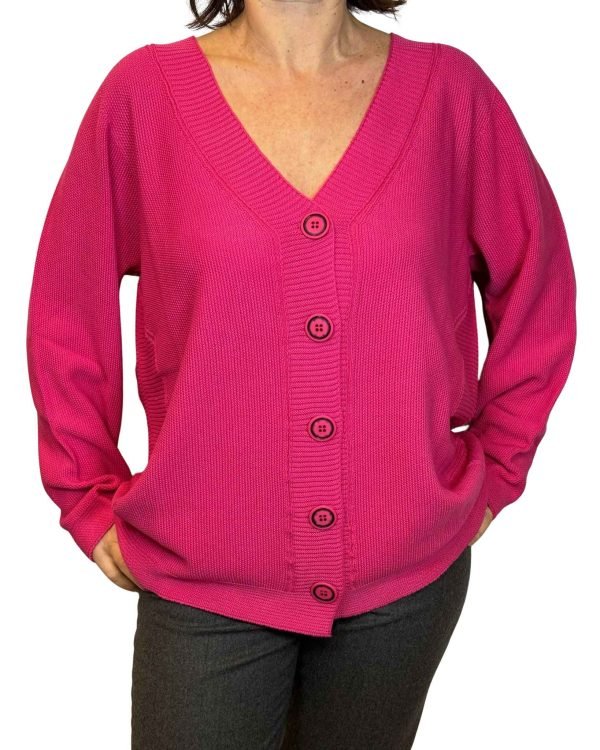 Cardigan over in cotone scollo V linea delle Morbide taglie comode