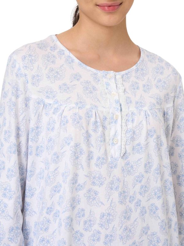 Camicia da notte bio cotone manica lunga serafino Halogen Blue