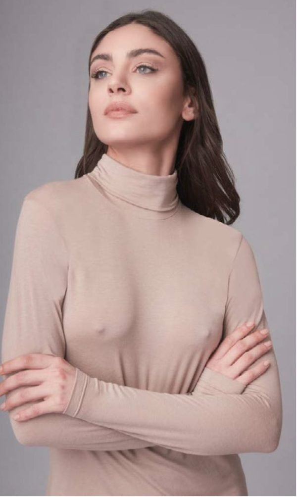 Maglia a collo alto cashmere e micromodal