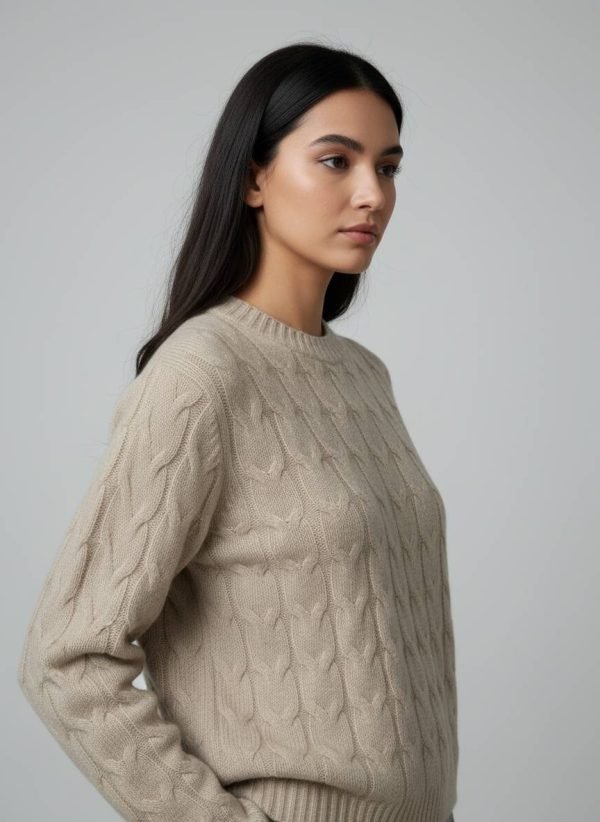 Maglia a treccia modello over in puro cashmere