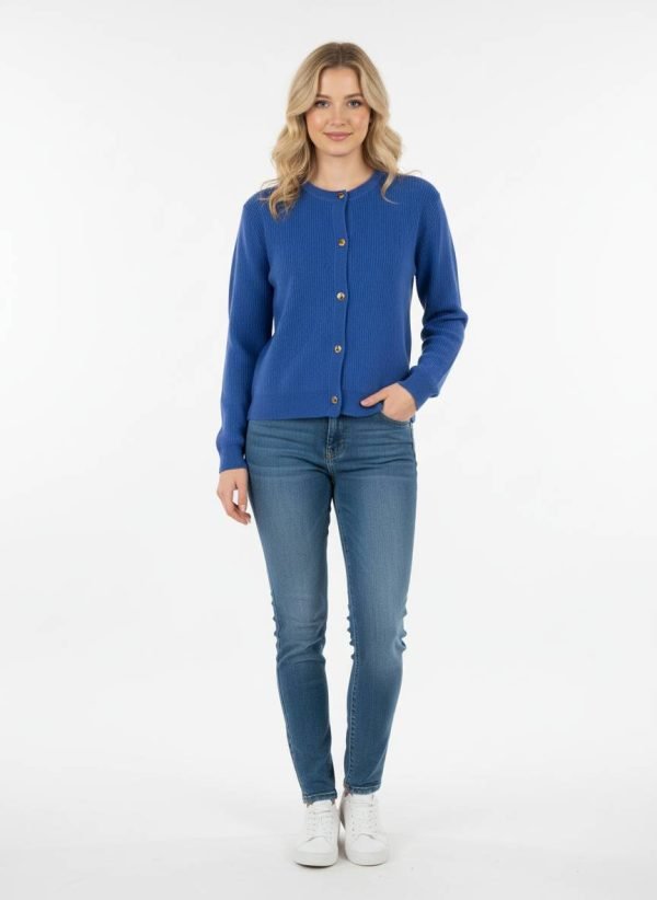 Cardigan in pura lana, lavorato a punto riso, collo alla coreana e manica raglan