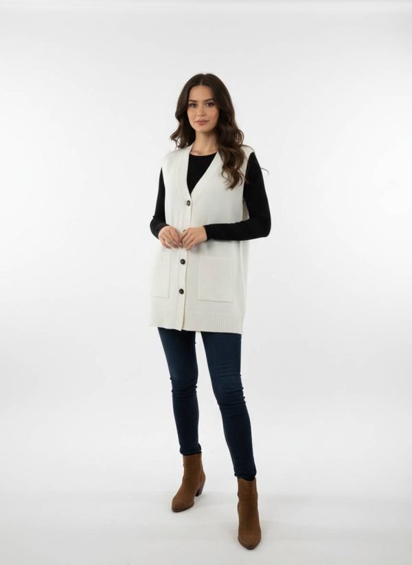 Gilet in pura lana rasata biella,con tasche