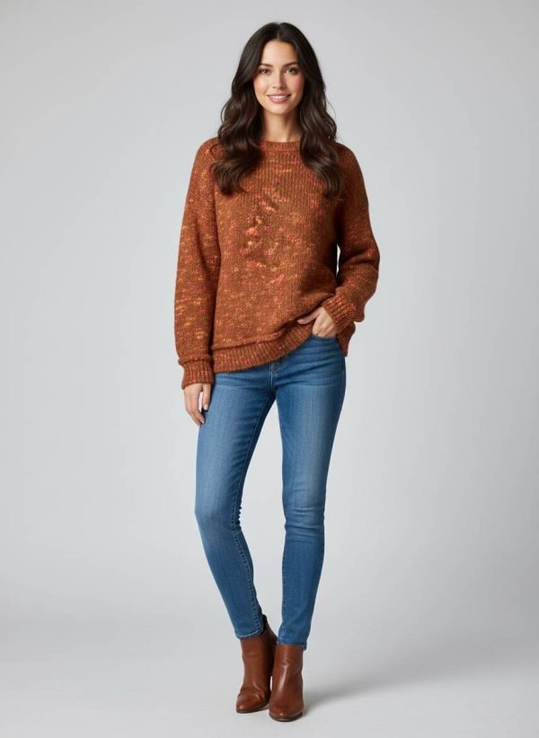 Maglione melange in misto lana, stile retrò