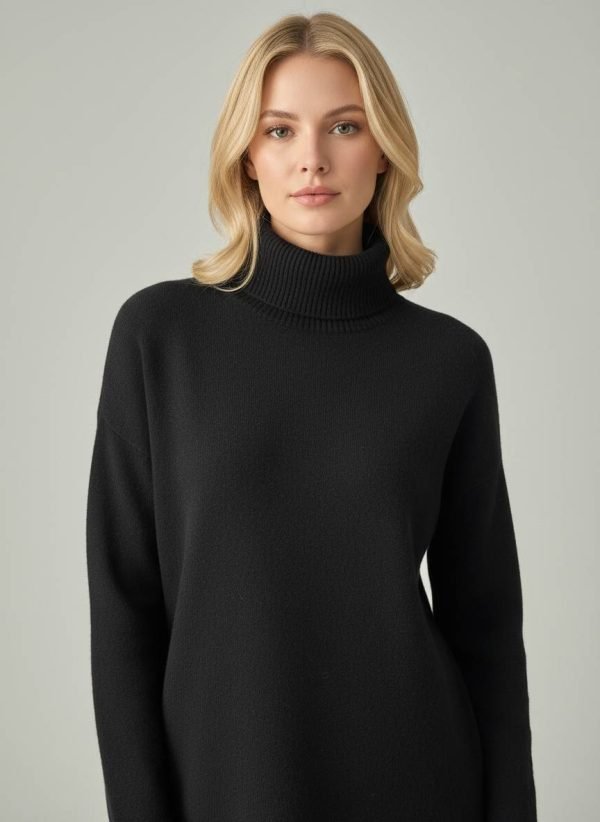 Maglione in puro cachemire collo alto realizzato interamente in Italia
