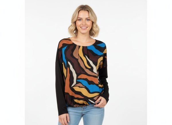 Camicia in viscosa ampia vestibilità collo tondo