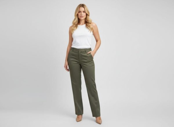 Pantalone con risvolto alto in cotone leggero
