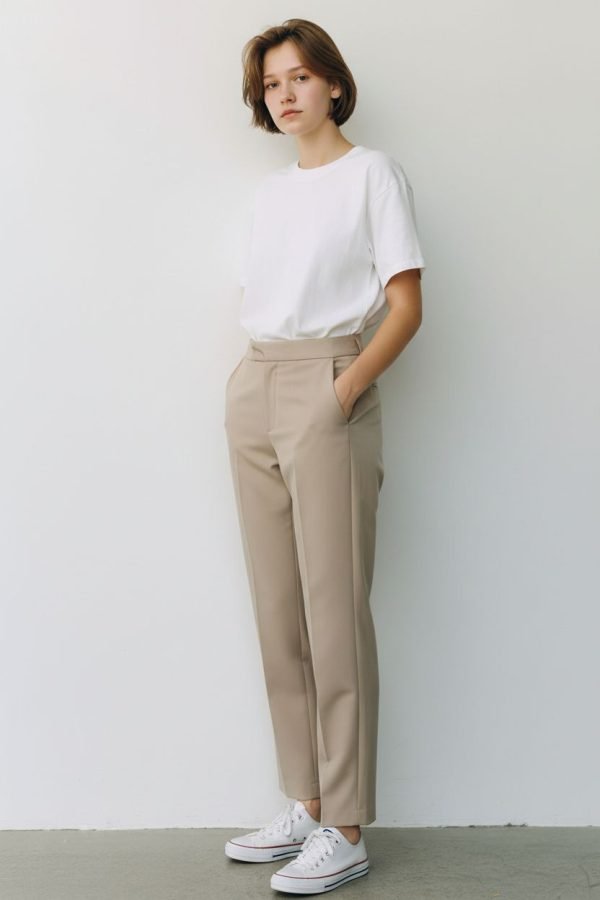 Pantalone a sigaretta Lea Bruni, con elastico in vita e tasche a filo