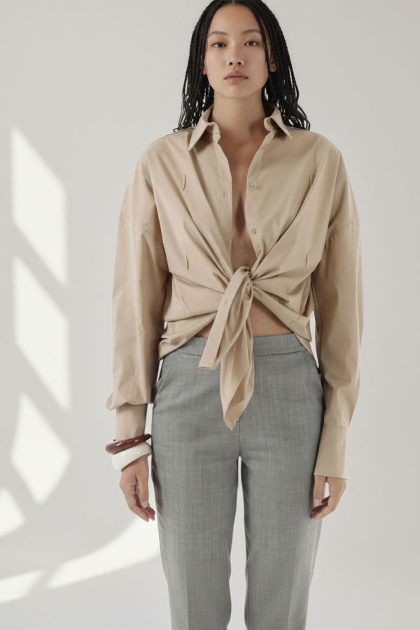 Camicia in misto cotone con applicazioni in strass