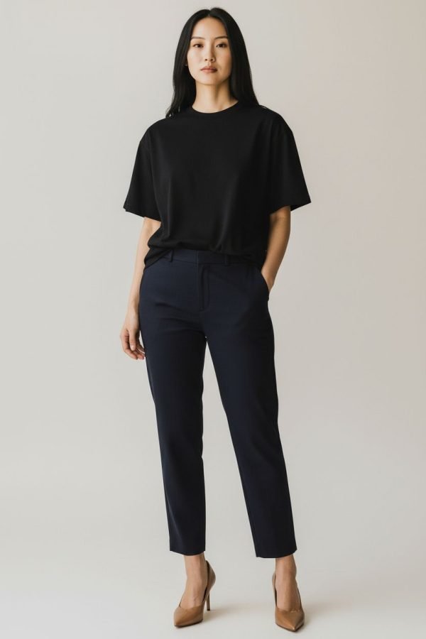 Pantalone a sigaretta con elastico in vita