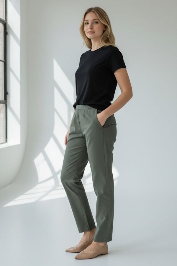 Pantalone in cotone elasticizzato