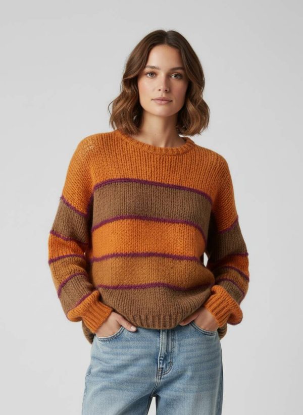 Maglione a trama morbida, con mohair, a blocchi di colore