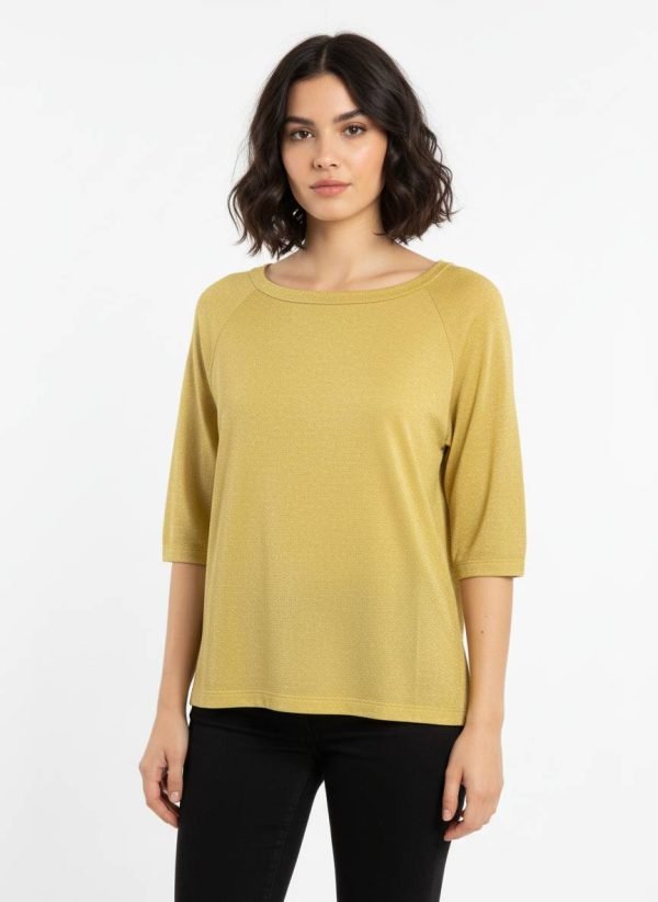 T-shirt manca corta in lurex di viscosa