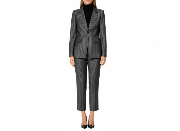 Completo gessato lurex argento giacca e pantaloni modello slim