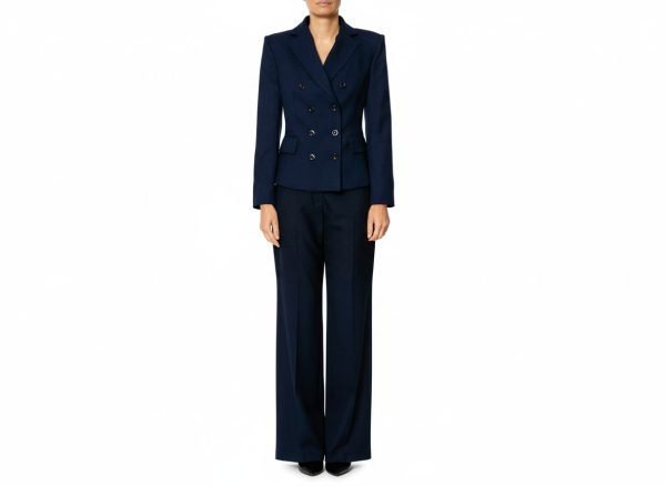 Completo blu giacca doppio petto foderata diagonale  pantalone palazzo