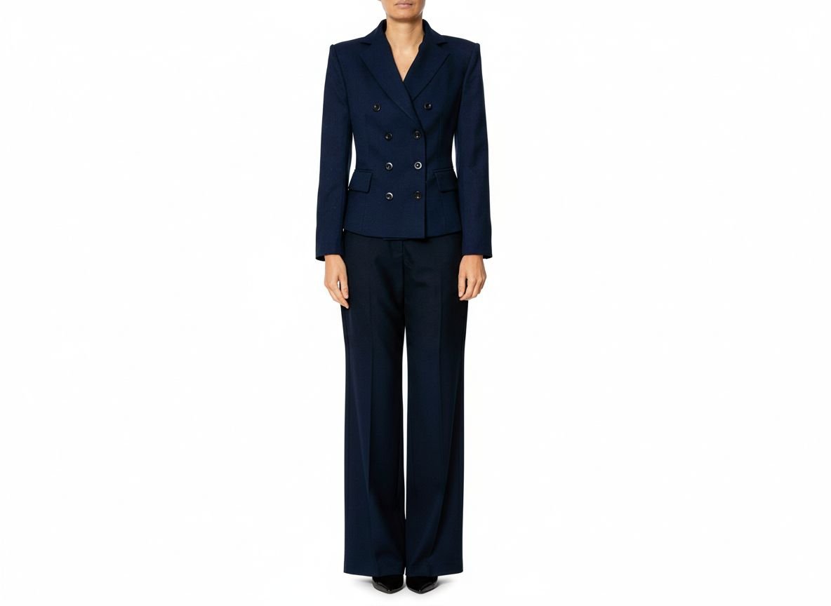 Completo blu giacca doppio petto foderata diagonale pantalone palazzo