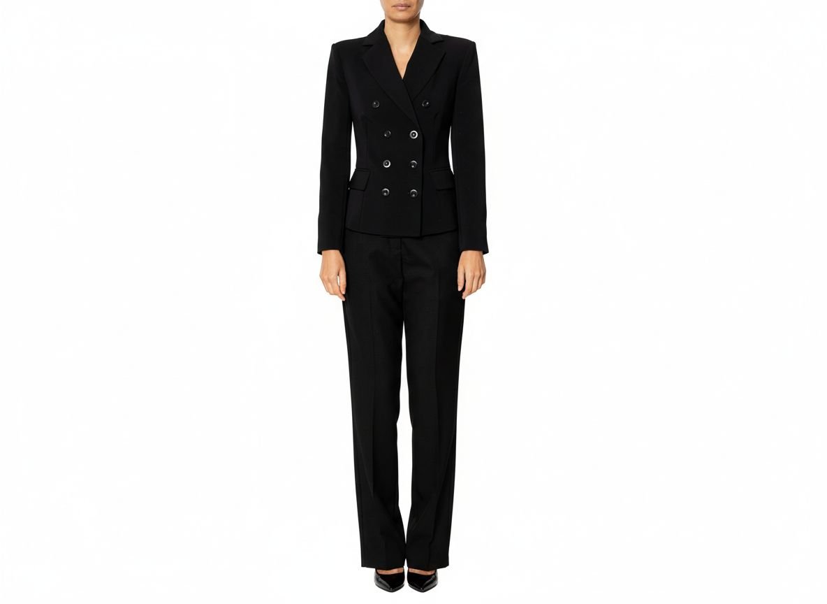 Completo nero con giacca doppio petto leggermente elasticizzata pantalone modello classico
