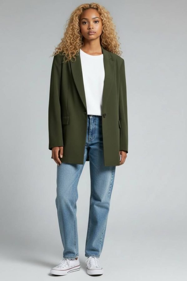 Giacca blazer sfoderata nera in tessuto cady morbida e leggera