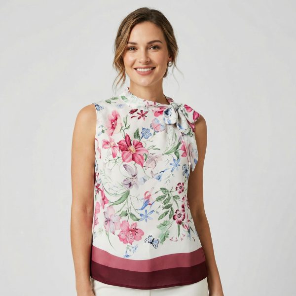 Maglia con motivo floreale su base bianca