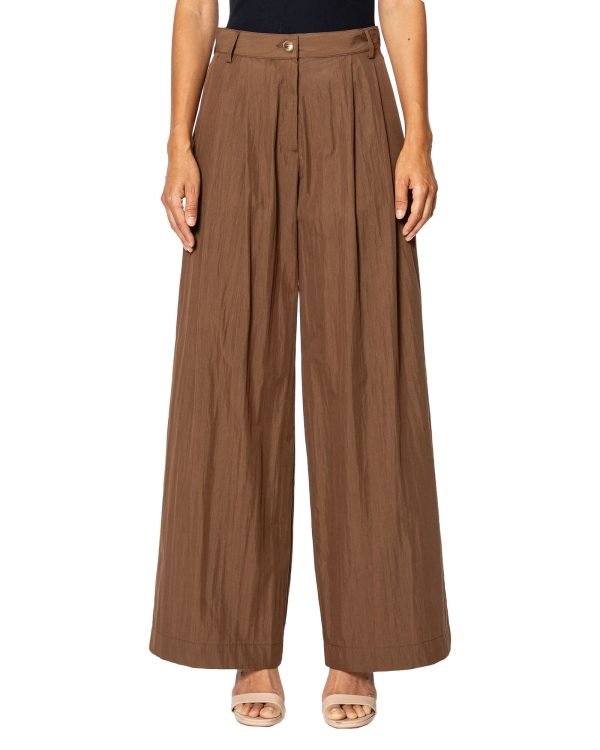 Panta palazzo in tecnocotton, con tasche a filo