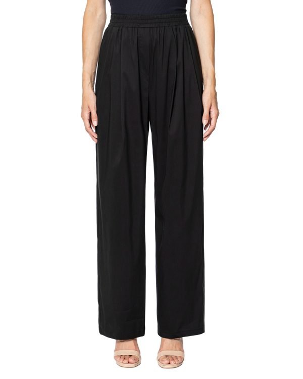 Panta jogger in cotone popeline, con coulisse in vita