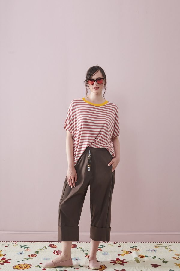 Pantaloni vita bassa in cotone para freschi e linea morbida